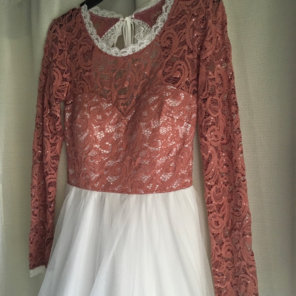 My Michelle Coral Lace Sequin Tulle Skirt Dress - Picture 3 of 10